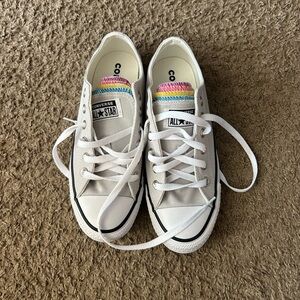 Converse White Sneakers with Colorful Accents